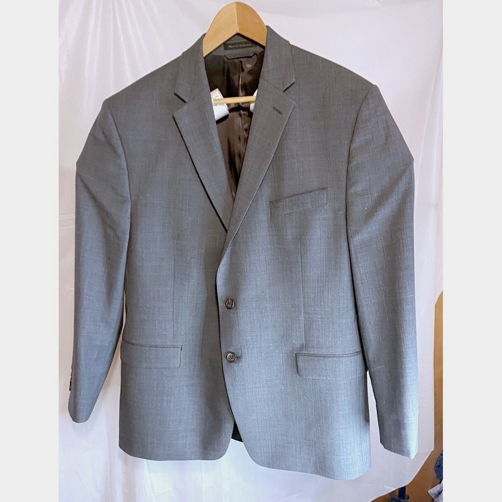 Lauren Ralph Lauren Mens Gray 100% Wool 2-Button Blazer Sport Coat 44R